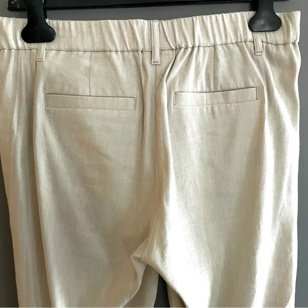 J. Jill Flax Linen Blend Crop Split Ankle Pants in Off White Size SP NWT